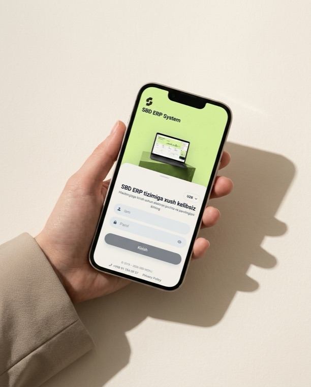 SBD ERP mobil ilova ekrani